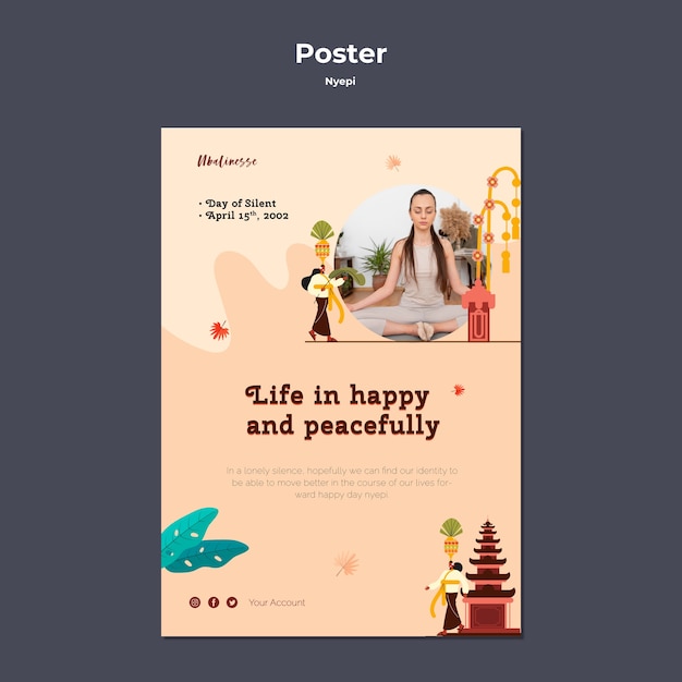 Flat design nyepi poster template