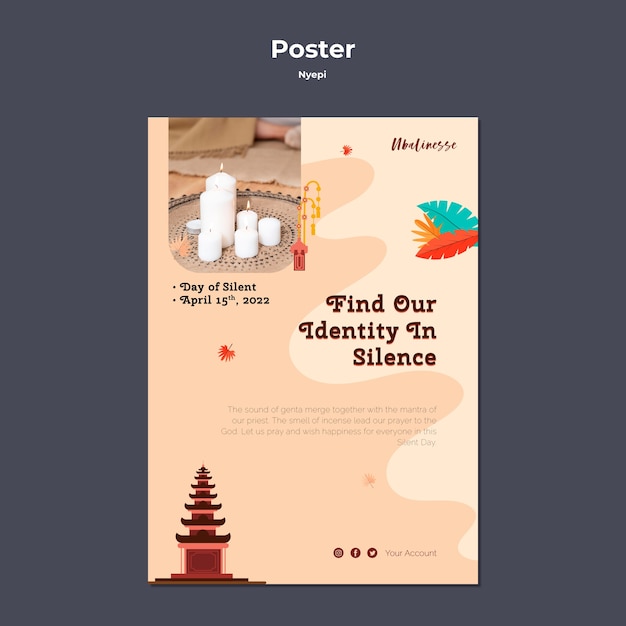 Modello di poster nyepi dal design piatto