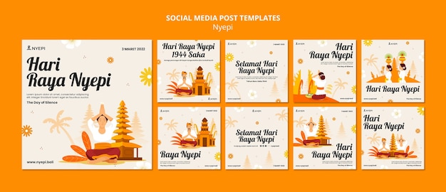 Free PSD flat design nyepi template