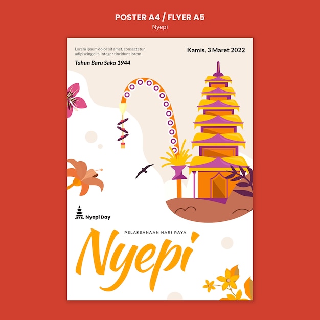 Free PSD flat design nyepi template