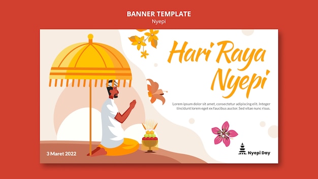 Free PSD flat design nyepi template