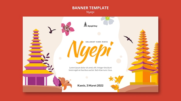 Free PSD flat design nyepi template