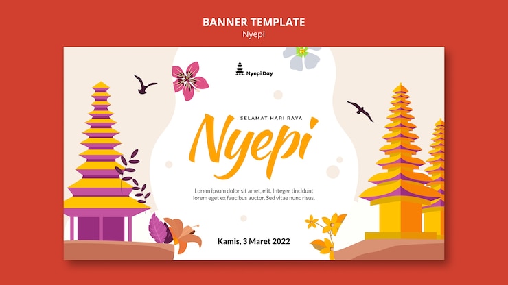 Free PSD flat design nyepi template