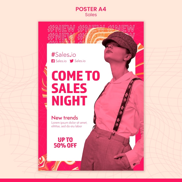 무료 PSD 판매 포스터 템플릿의 평면 디자인