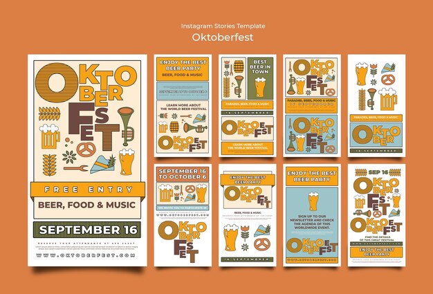 flat design oktoberfest celebration  instagram stories