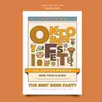 Free PSD flat design oktoberfest celebration poster