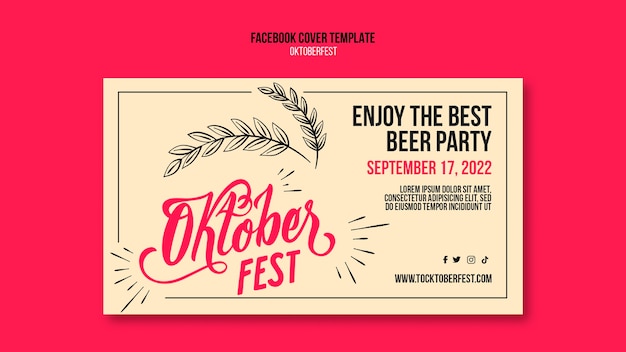 Flat design oktoberfest facebook  template