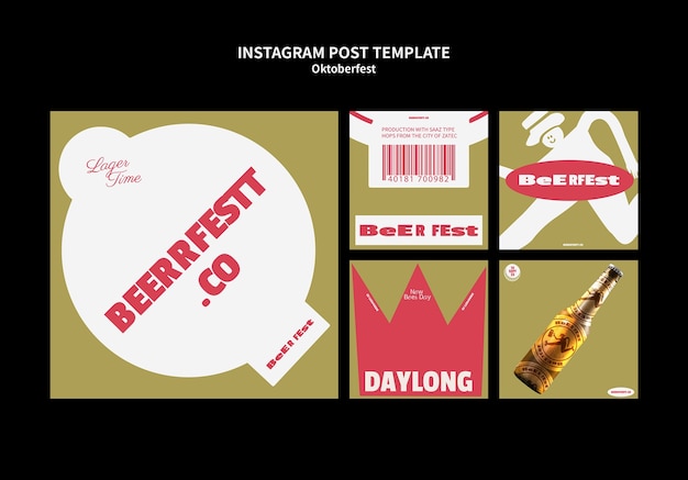 無料PSD フラットなデザインのオクトーバーフェスト instagram 投稿