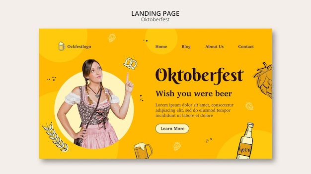 Free PSD flat design oktoberfest template design