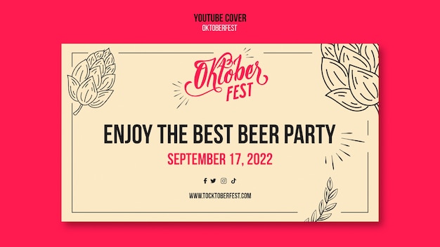 PSD gratuito modello di youtube oktoberfest design piatto