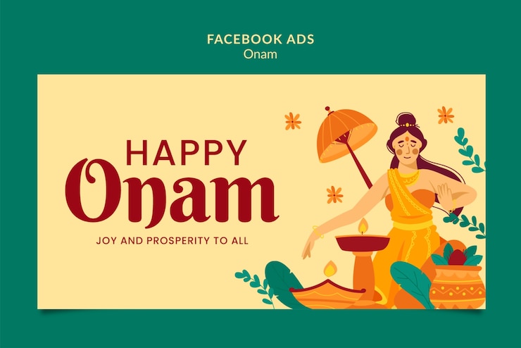 मुफ़्त PSD flat design onam celebration facebook template