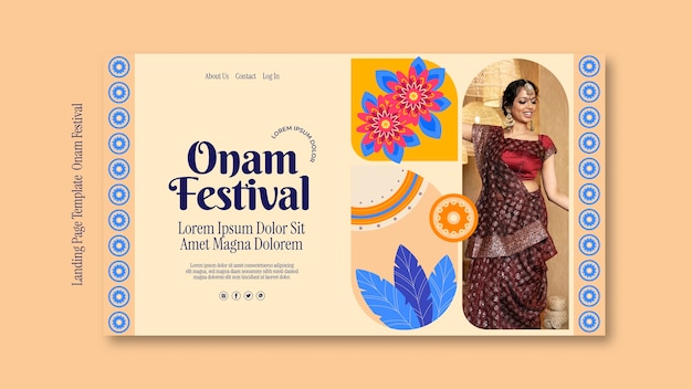 Pagina di destinazione della celebrazione onam design piatto