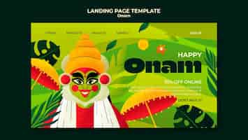 Free PSD flat design onam celebration landing page