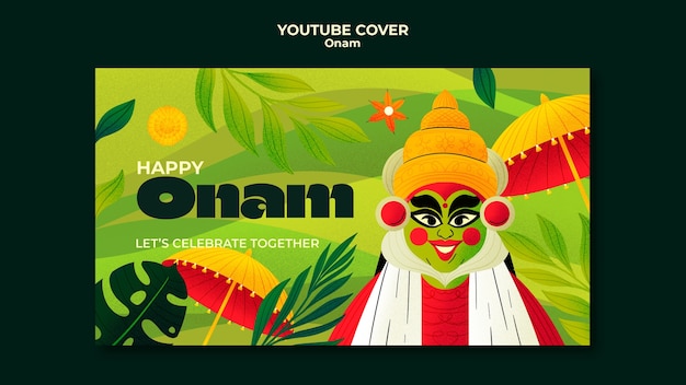 Flat design onam celebration youtube cover
