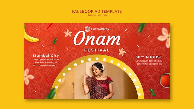 Flat design onam day template