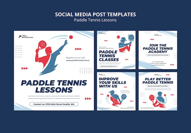 평면 디자인 패들 테니스 레슨 인스타그램 포스트
