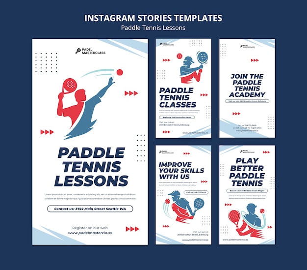フラット​デザイン​の​パドル​テニス​レッスン​instagram​ストーリー