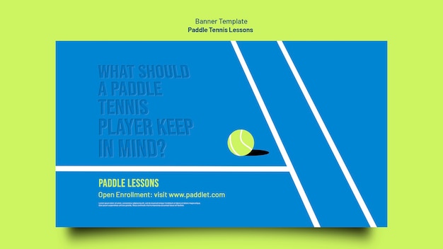 Free PSD flat design paddle tennis template