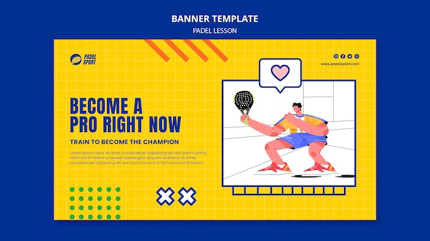 Free PSD flat design paddle tennis template