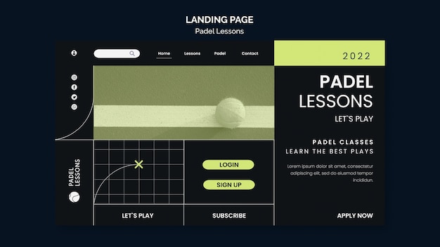 Free PSD flat design padel lessons template