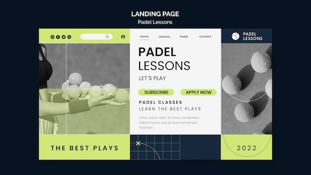 Free PSD flat design padel lessons template