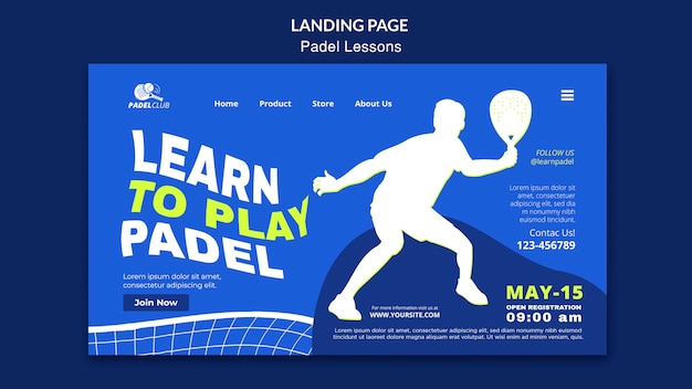 Flat design padel lessons template