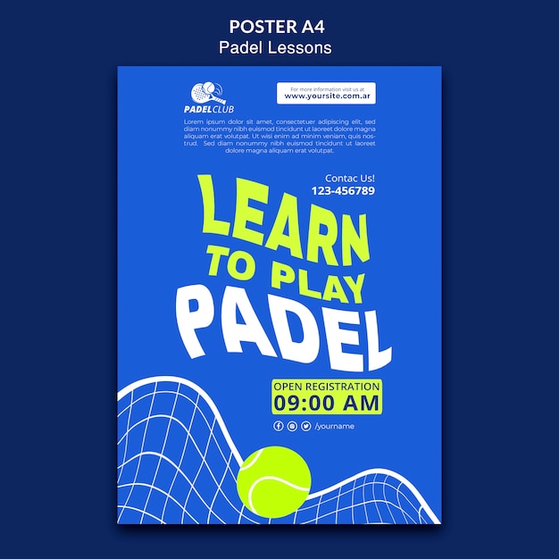 Flat design padel lessons template