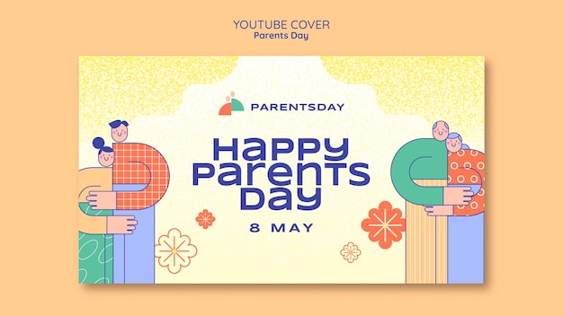 Free PSD flat design parents day template