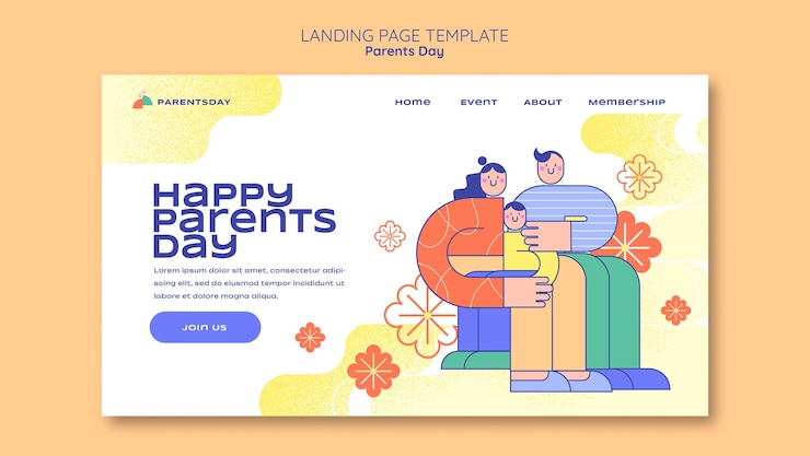無料PSD フラットなデザインの両親の日テンプレート