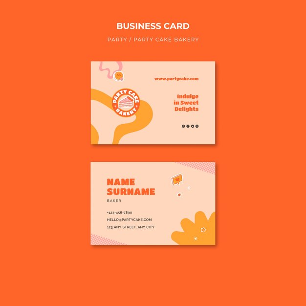 flat design party business card template