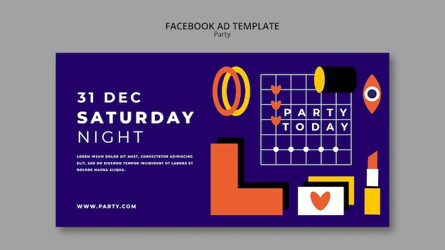 Free PSD flat design party celebration facebook template