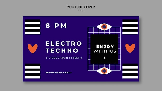 Free PSD flat design party celebration youtube cover template