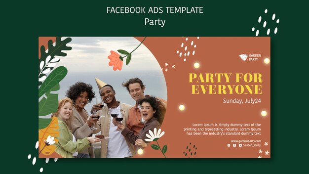 Free PSD flat design party entertainment facebook template