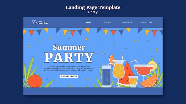 Flat design party event landing page