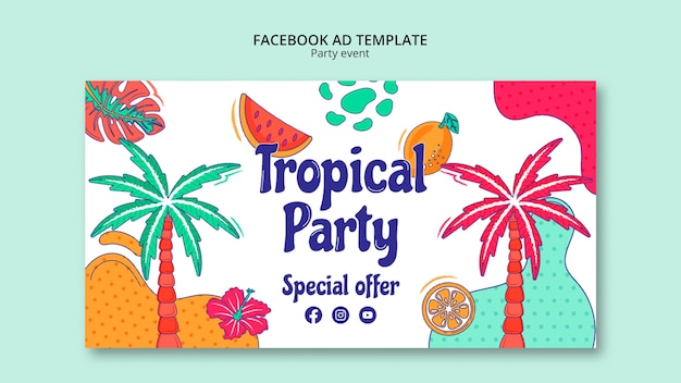 Free PSD flat design party event template