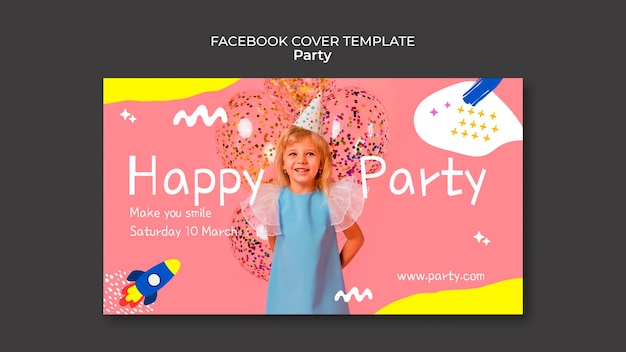 Free PSD flat design party facebook cover template