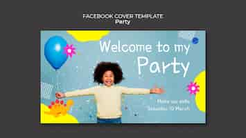 Free PSD flat design party facebook cover template