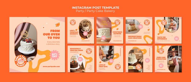 flat design party  instagram posts