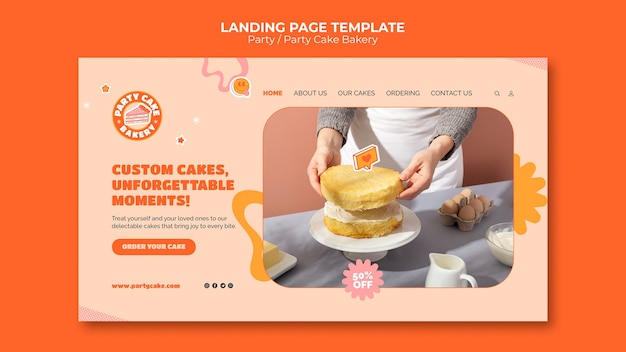 Free PSD flat design party landing page template