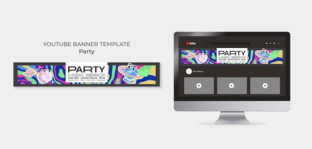 Free PSD flat design party template  design