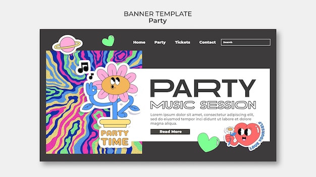 Free PSD flat design party template  design