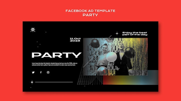 Free PSD flat design party template design