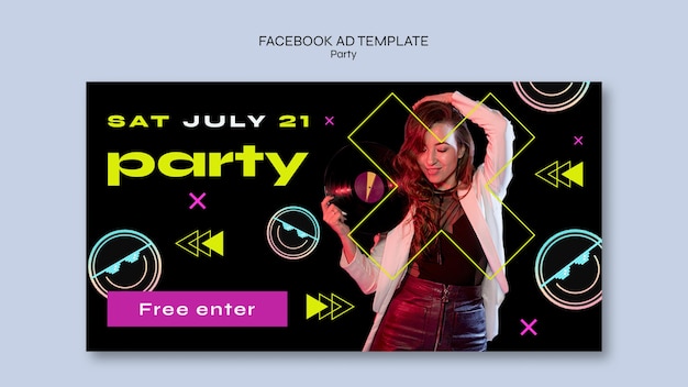 Free PSD flat design party template design