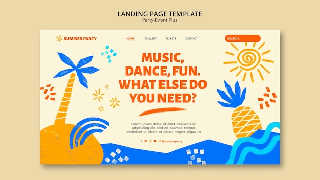 Free PSD flat design party template