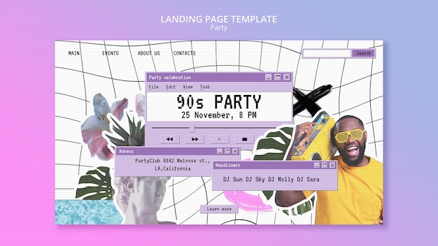 Free PSD flat design party template