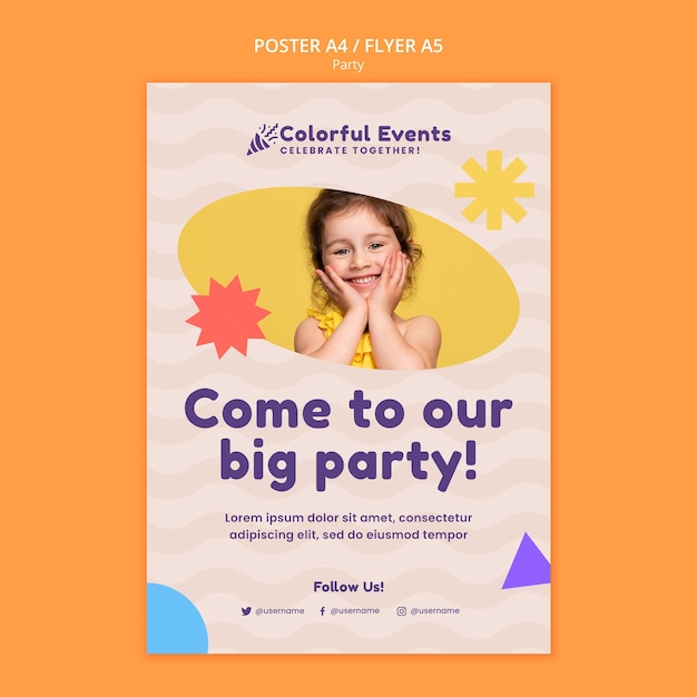 Flat Design Party Template – Free PSD Download