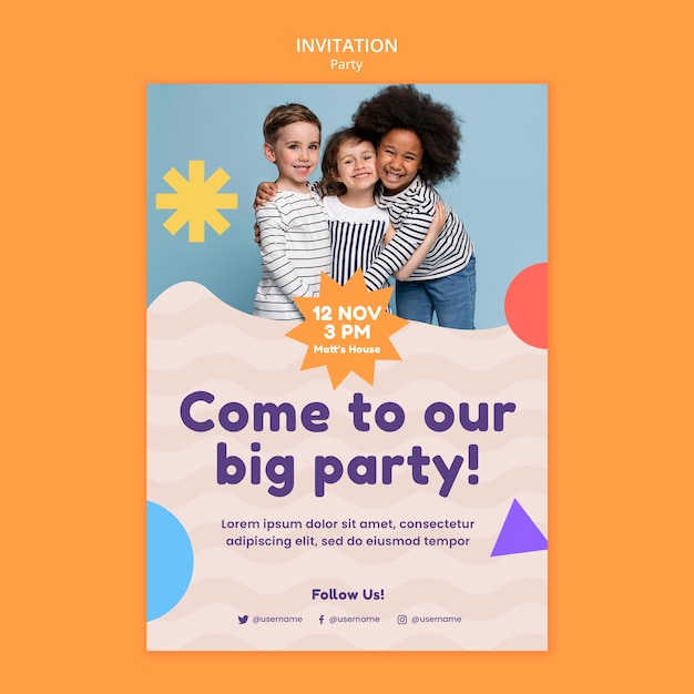 Free PSD flat design party template