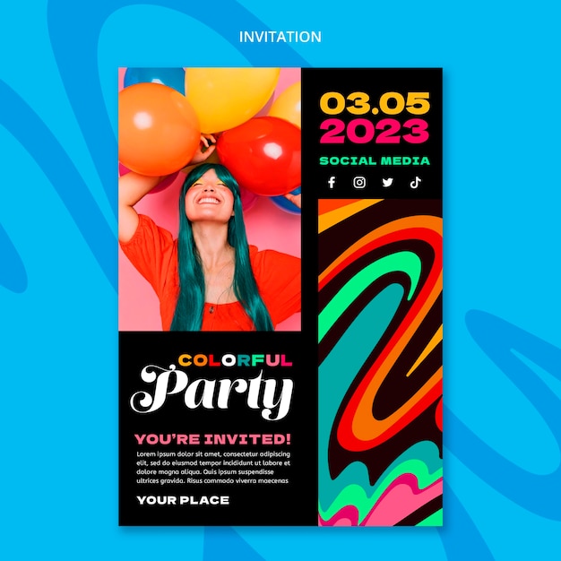 Бесплатный PSD Шаблон вечеринки в плоском дизайне