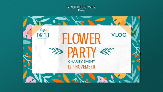 Flat design party youtube cover template