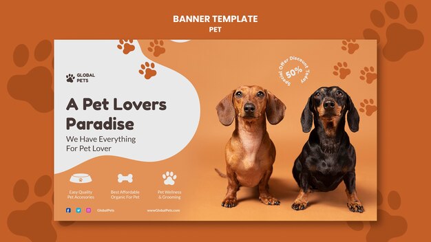 Flat design pet adoption banner template